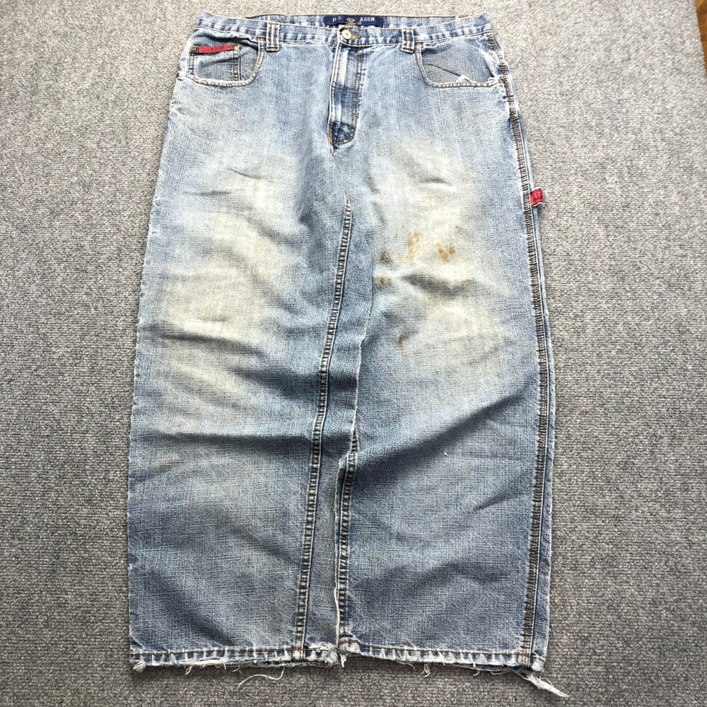 Baggy Mens Carpenter Jeans 38x30 Light Wash Relaxed Fit Denim Blue